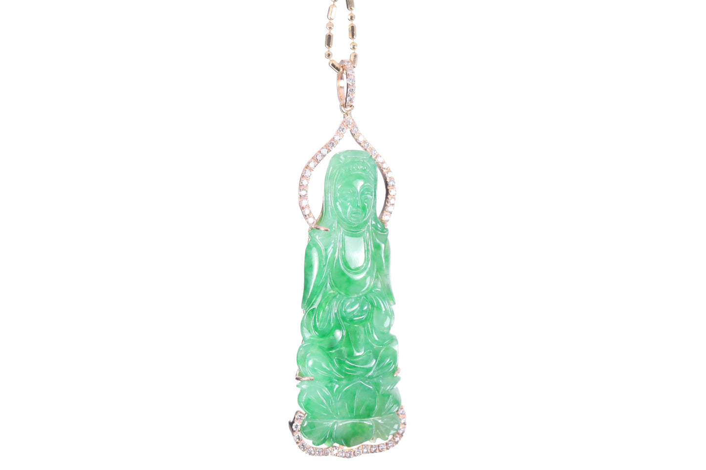 Jadeite Guan Yin Rose Gold