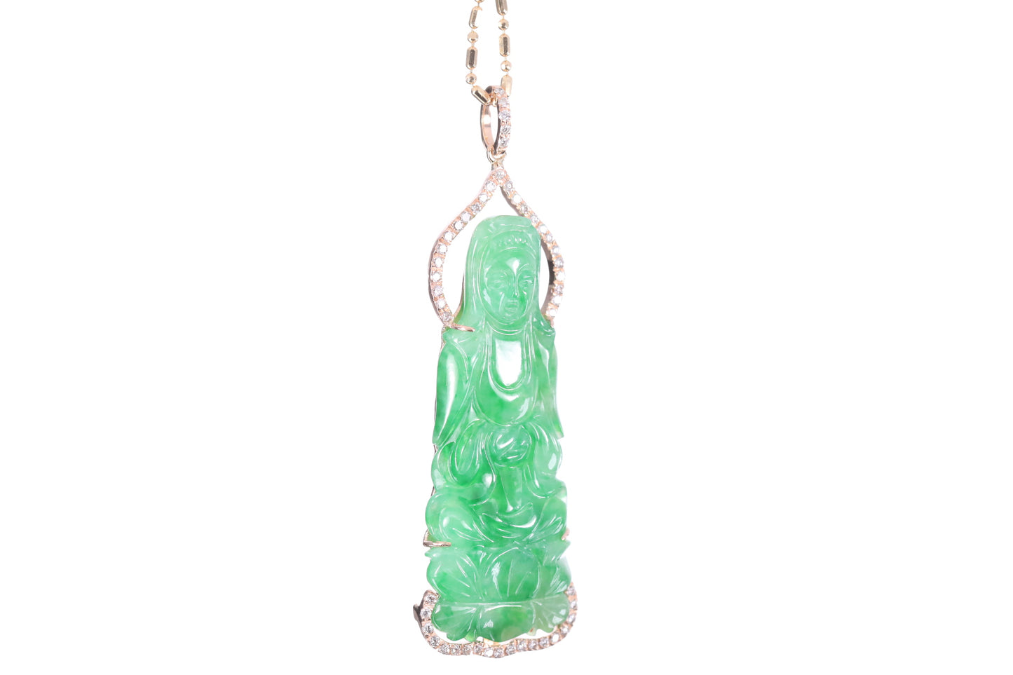 Jadeite Guan Yin Rose Gold