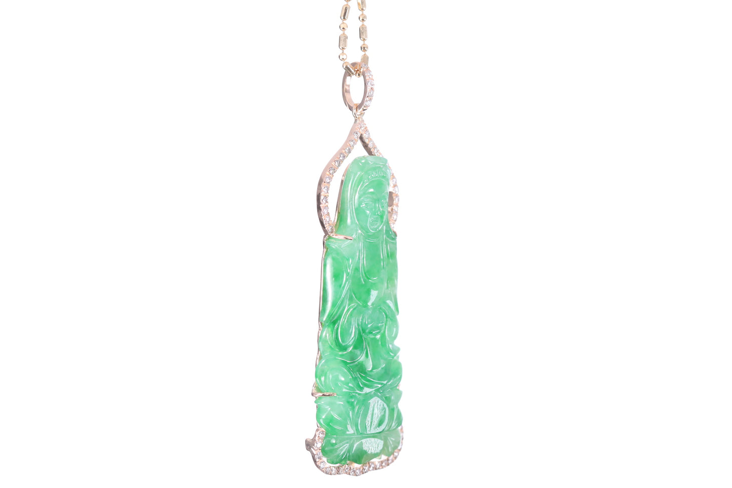 Jadeite Guan Yin Rose Gold