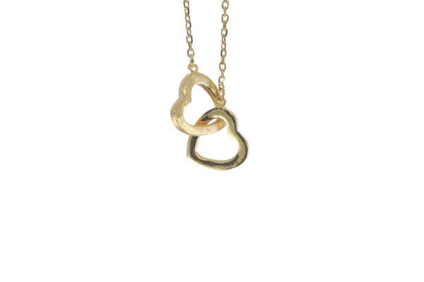 Modern 24K Gold Double Heart Pendant