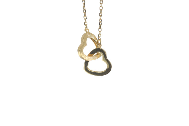 Modern 24K Gold Double Heart Pendant