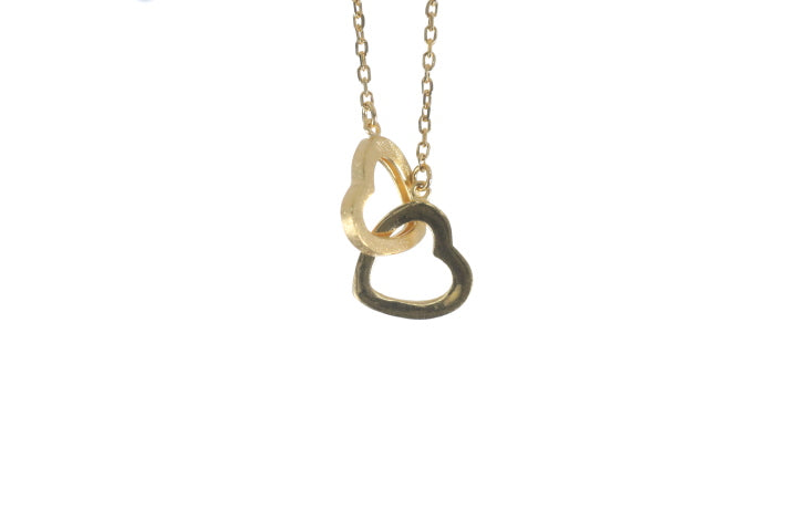 Modern 24K Gold Double Heart Pendant