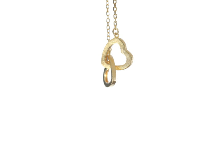 Modern 24K Gold Double Heart Pendant
