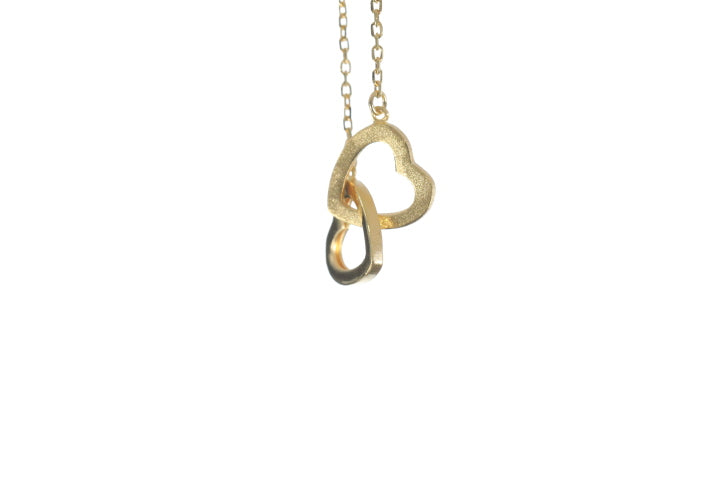 Modern 24K Gold Double Heart Pendant