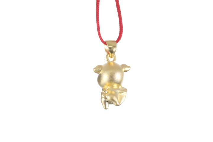 24K 3D Gold Pig Pendant