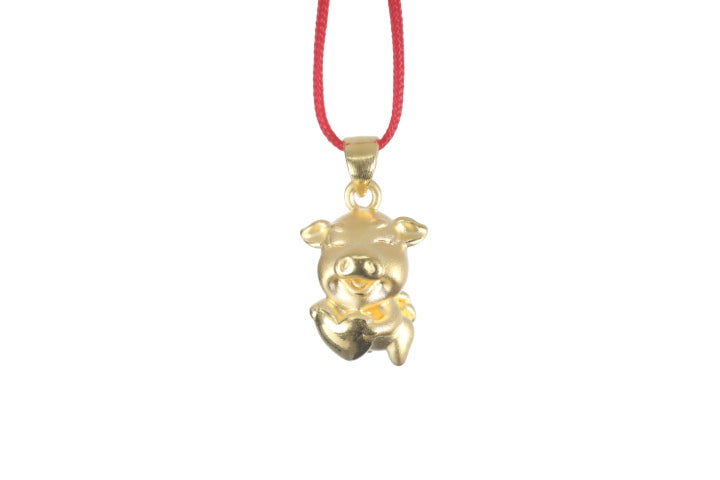 24K 3D Gold Pig Pendant