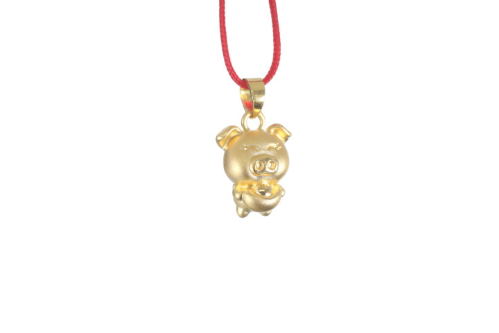 24K 3D Gold Pig Pendant