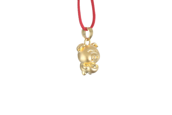 24K 3D Gold Pig Pendant