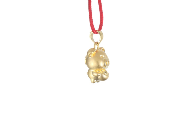 24K 3D Gold Pig Pendant