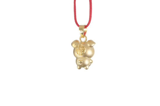 24K 3D Gold Pig Pendant