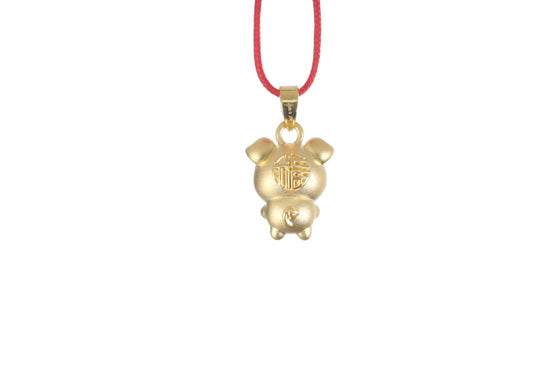 24K 3D Gold Pig Pendant