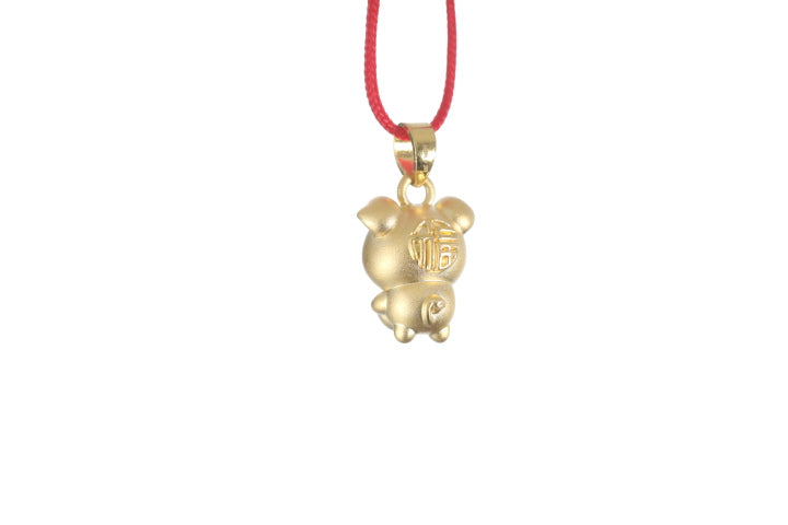 24K 3D Gold Pig Pendant