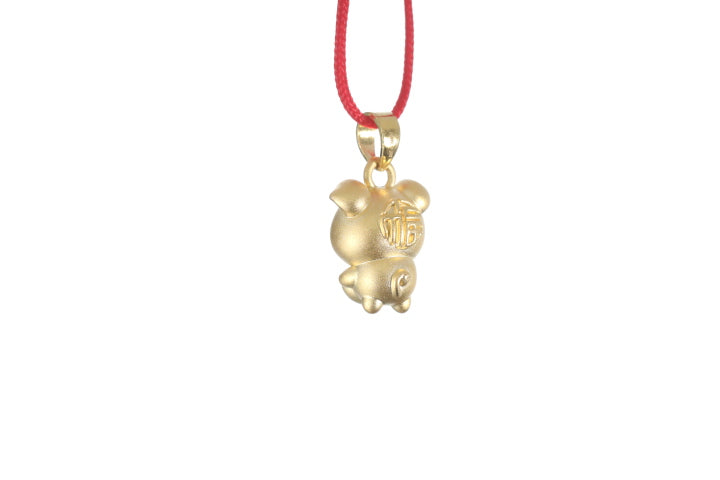 24K 3D Gold Pig Pendant