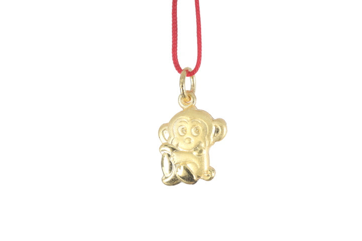 24K 3D Gold Monkey Pendant