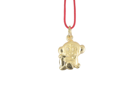 24K 3D Gold Monkey Pendant