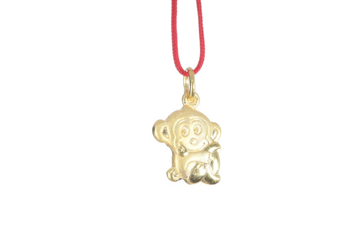 24K 3D Gold Monkey Pendant