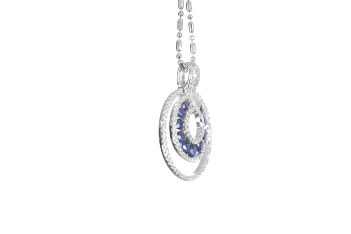 Round Sapphire Diamond Pendant