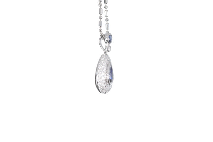 Load image into Gallery viewer, Pear Sapphire Pavé Diamond Pendant

