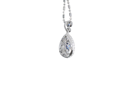 Pear Sapphire Pavé Diamond Pendant