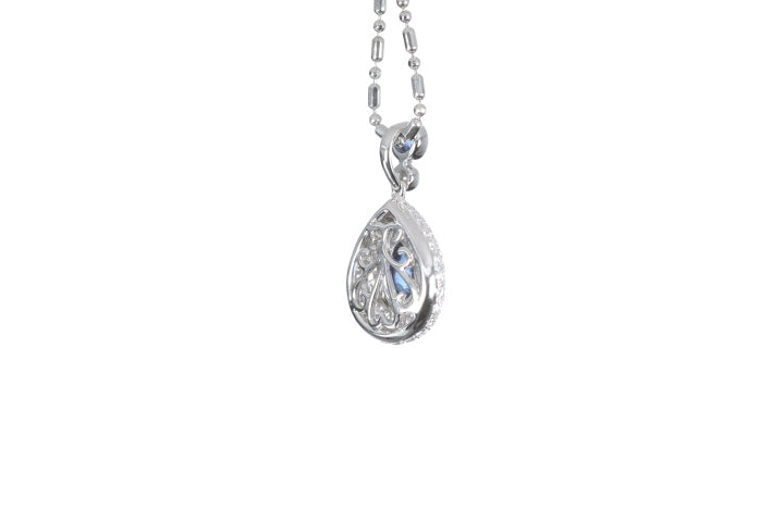 Pear Sapphire Pavé Diamond Pendant