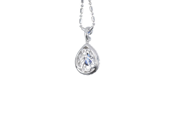 Pear Sapphire Pavé Diamond Pendant