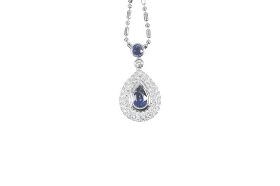 Pear Sapphire Pavé Diamond Pendant