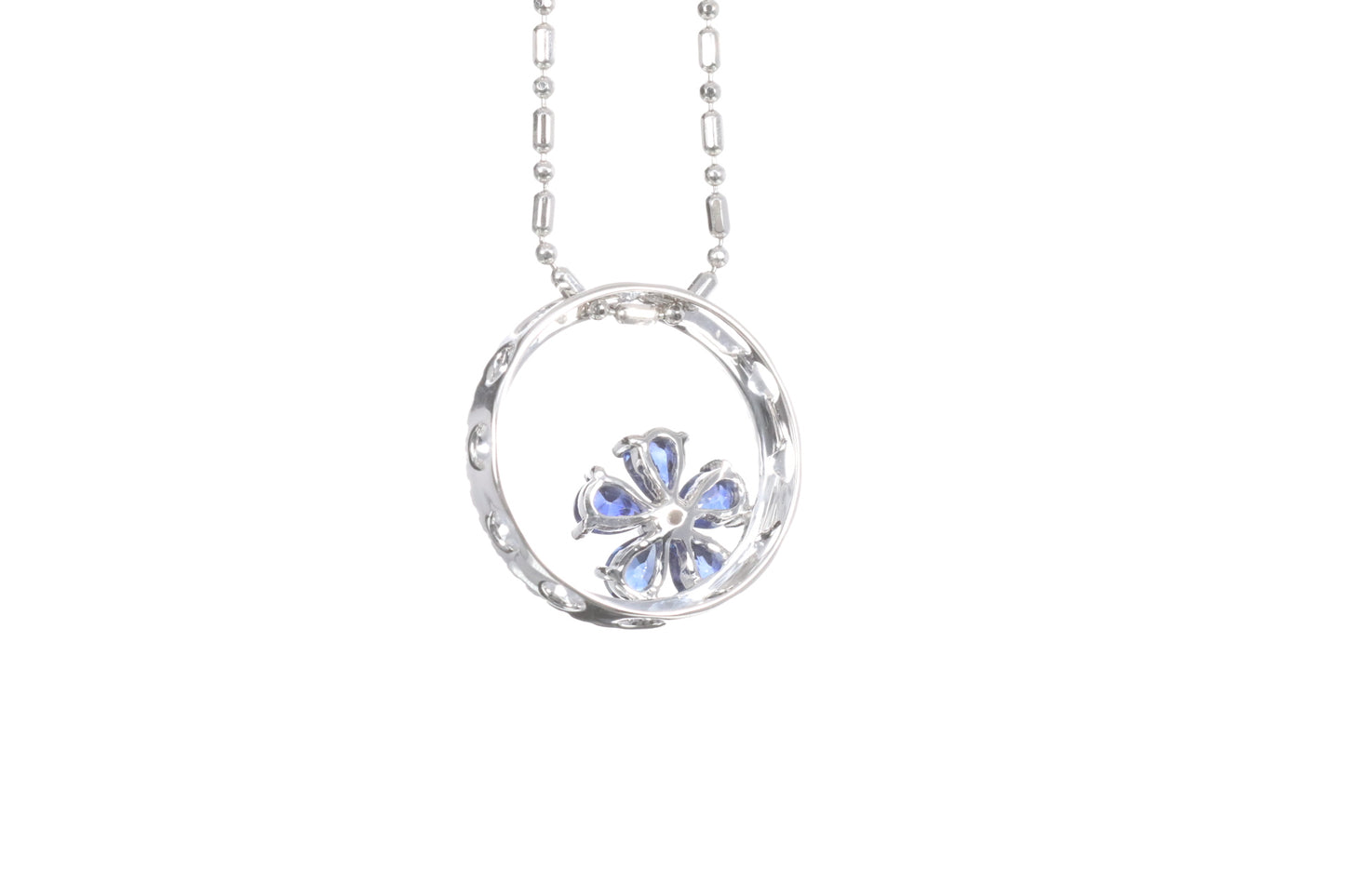 Sapphire Flower Halo Pendant