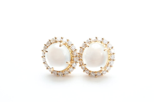Icy Jadeite and Diamond Halo Earrings