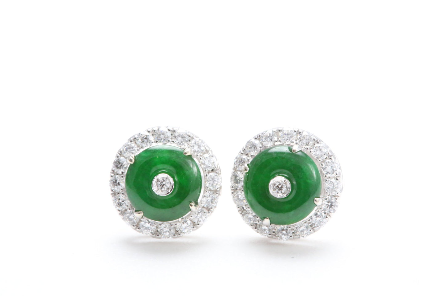 Jadeite and Diamond Halo Earrings