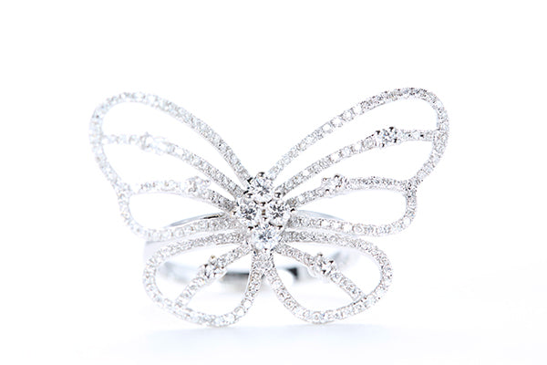 Intricate Diamond Butterfly Ring