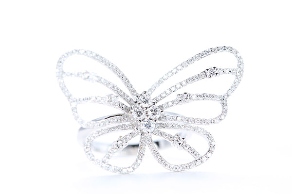 Intricate Diamond Butterfly Ring