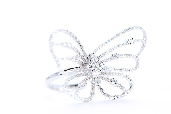 Intricate Diamond Butterfly Ring