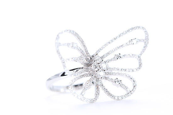複雜鑽石蝴蝶戒指