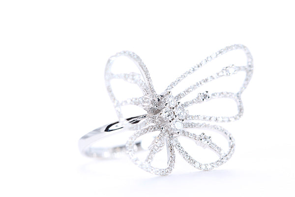 Intricate Diamond Butterfly Ring