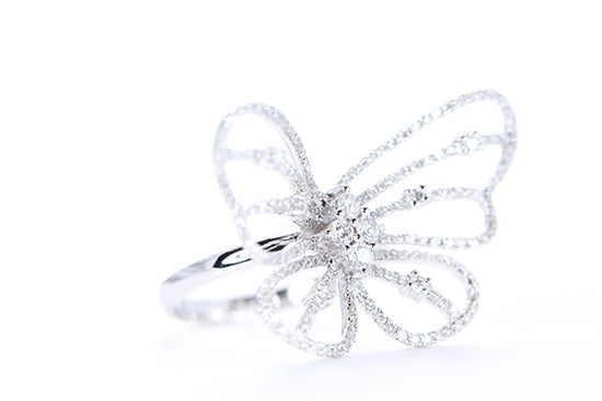 Intricate Diamond Butterfly Ring