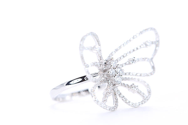 Intricate Diamond Butterfly Ring