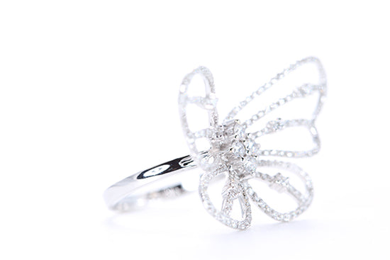 Intricate Diamond Butterfly Ring