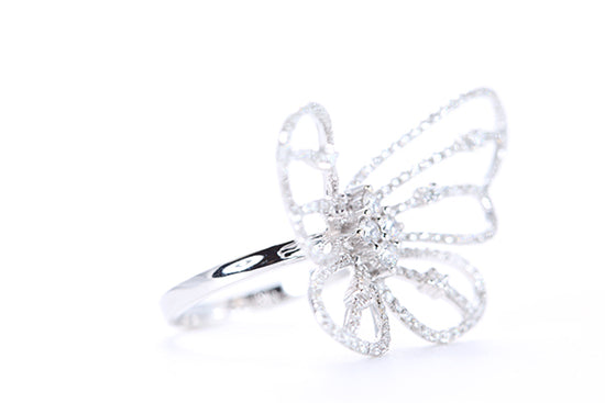Load image into Gallery viewer, Intricate Diamond Butterfly Ring

