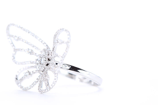 Intricate Diamond Butterfly Ring