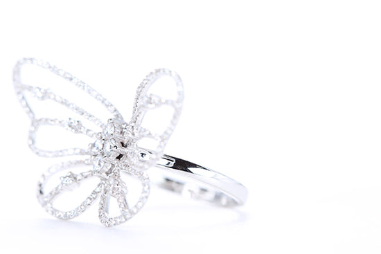 Intricate Diamond Butterfly Ring