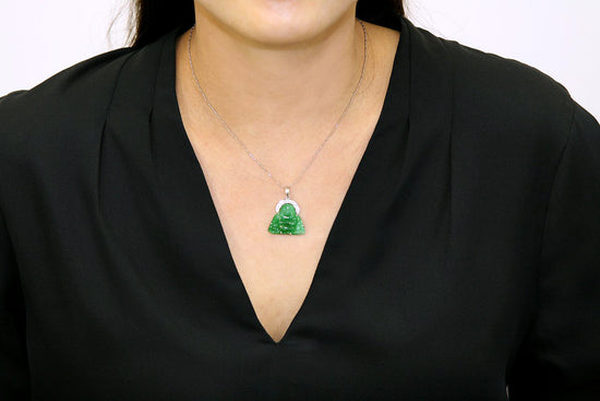 Jadeite Buddha with a Diamond Halo