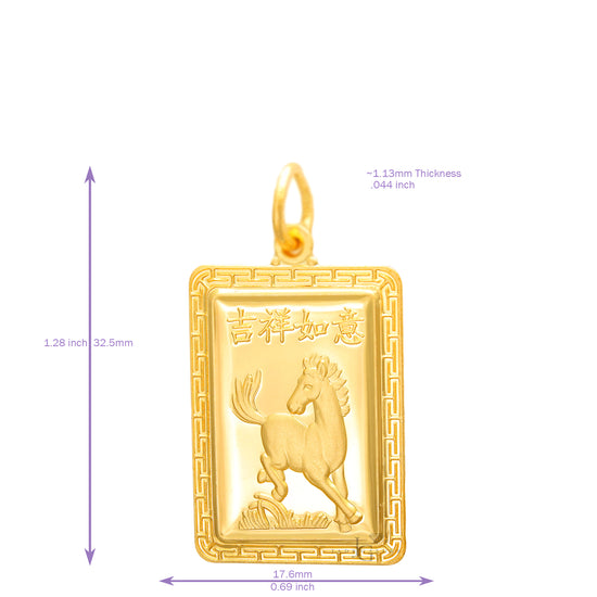 Load image into Gallery viewer, 24K Medium Rectangle Horse Pendant
