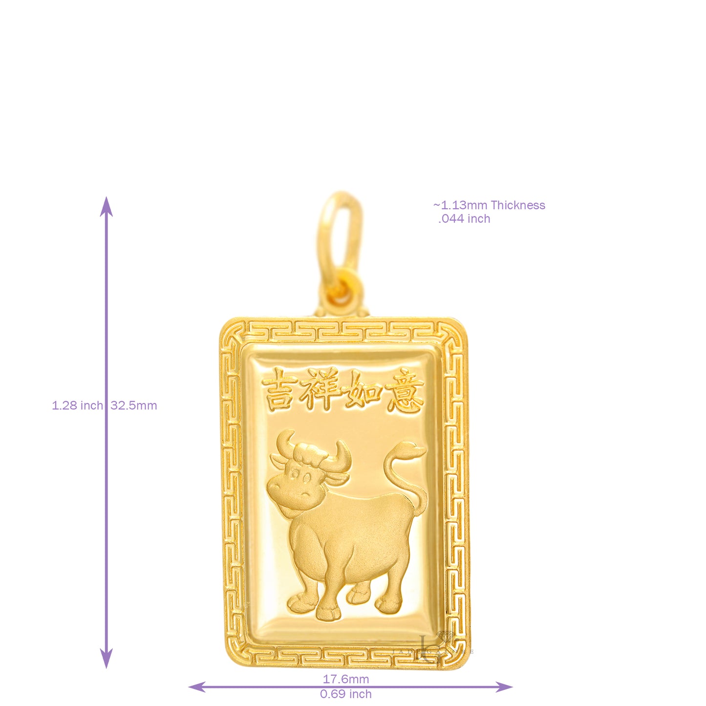 Load image into Gallery viewer, 24K Medium Rectangle Ox Pendant

