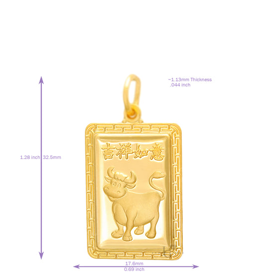 24K Medium Rectangle Ox Pendant