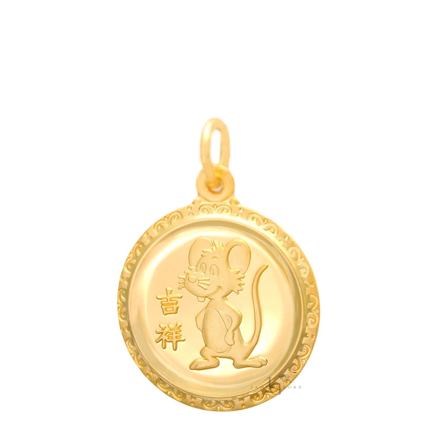 24K Medium Round Rat Pendant