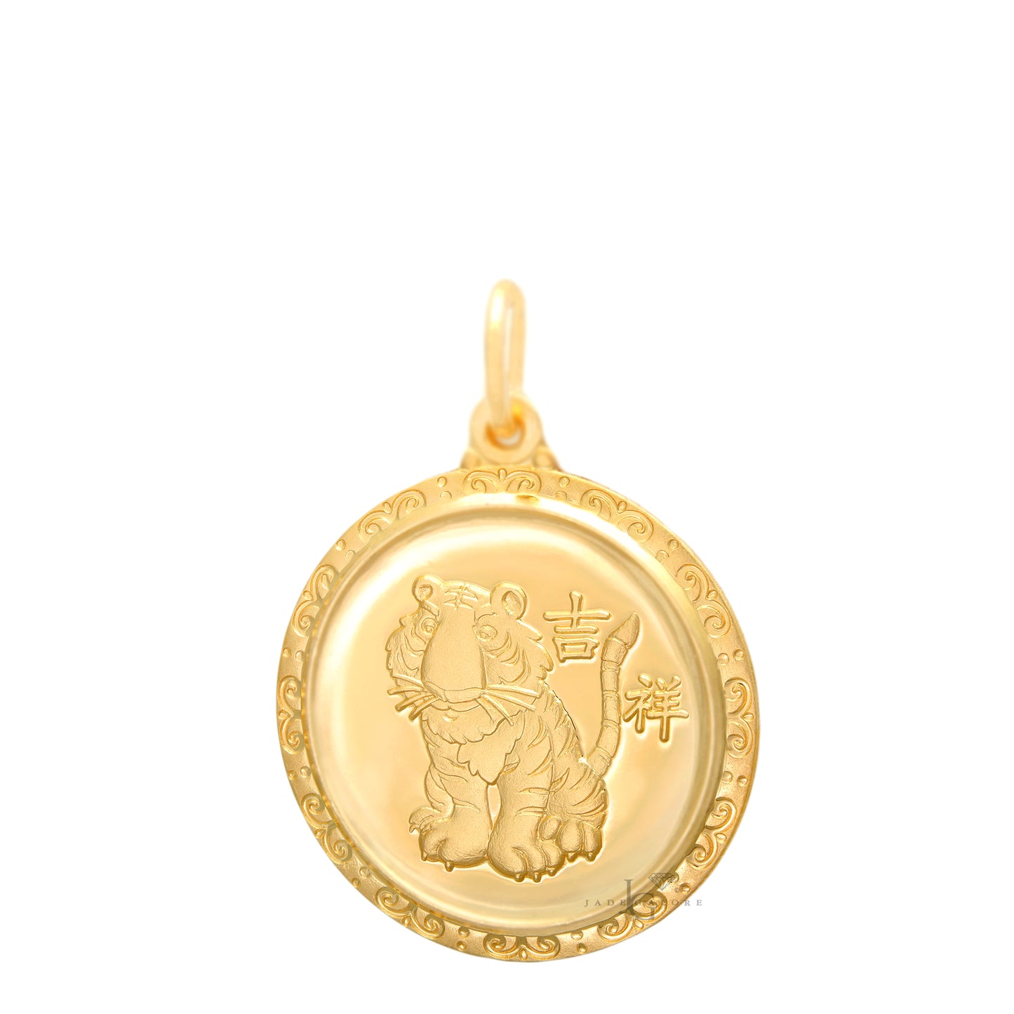 24K Medium Round Tiger Pendant