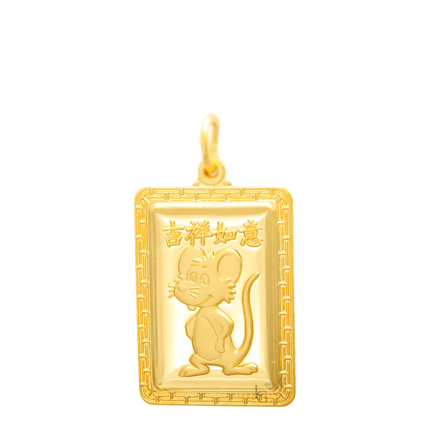 24K Medium Rectangle Rat Pendant Jade Galore