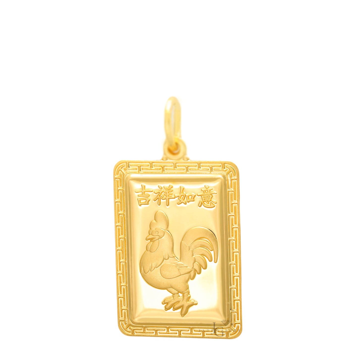 Load image into Gallery viewer, 24K Medium Rectangle Rooster Pendant
