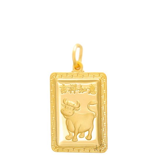 24K Medium Rectangle Ox Pendant