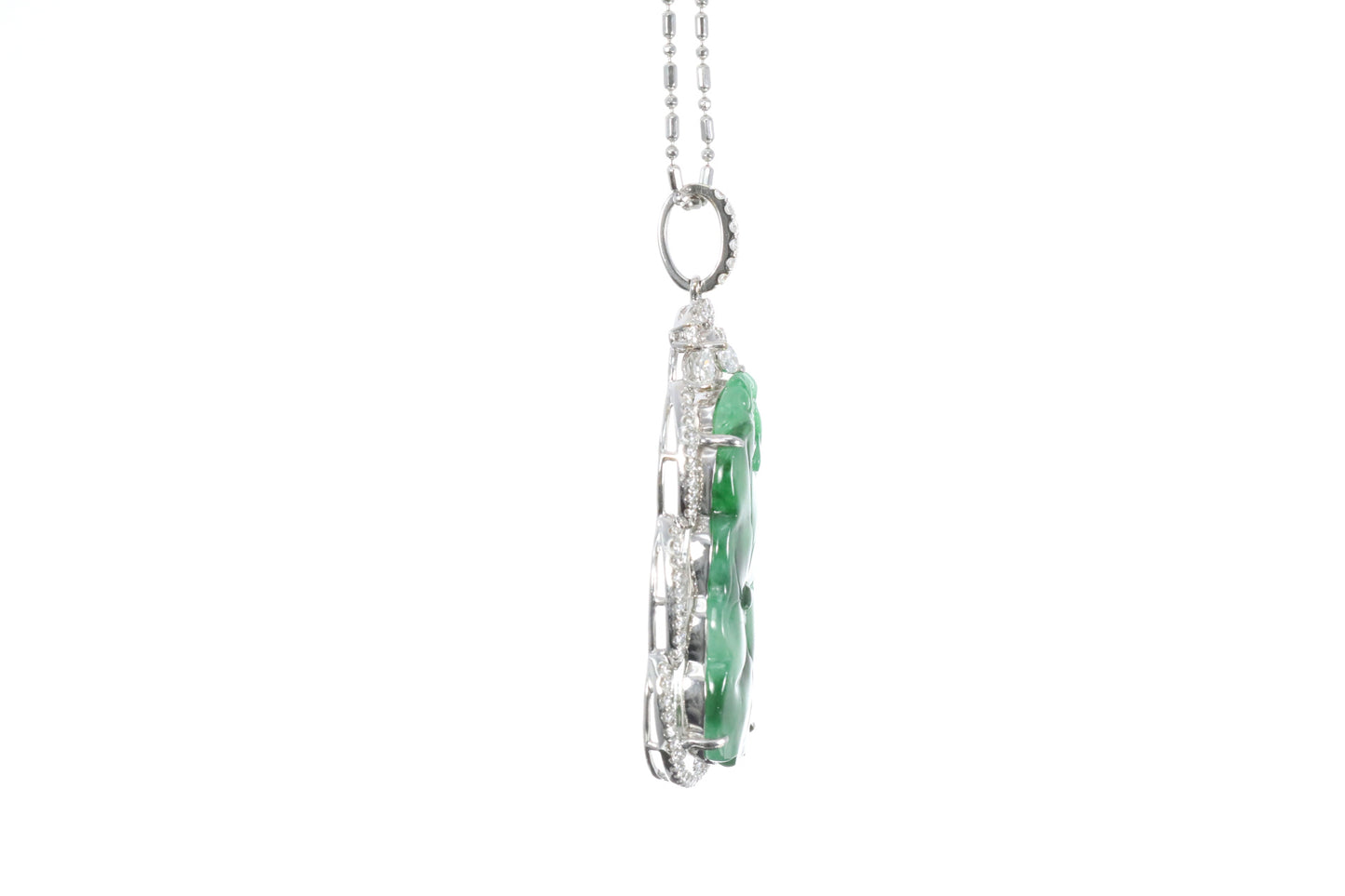 Jadeite Koi and Lotus Leaf Pendant